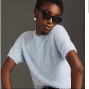 NWOT Pilcro Anthropology Light Blue Short Sleeve Sweater